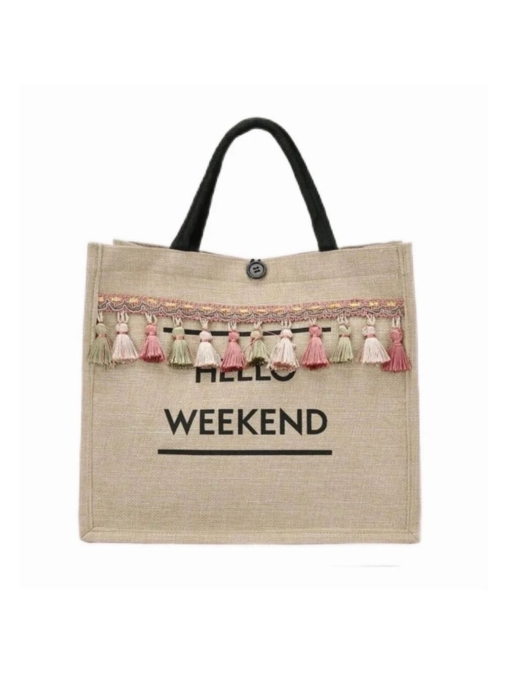 Hello Weekend Bag Tote Bag One Size Beige